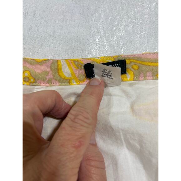 J.Crew Linen Cotton Boho Tunic Dress Yellow Pink Medallion Print Size 10 - Picture 6 of 8